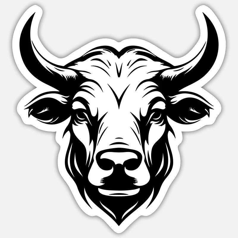 Bulle Hörner Kopf Silhouette - Sticker Größe S (10 x 10 cm) - Mattweiß