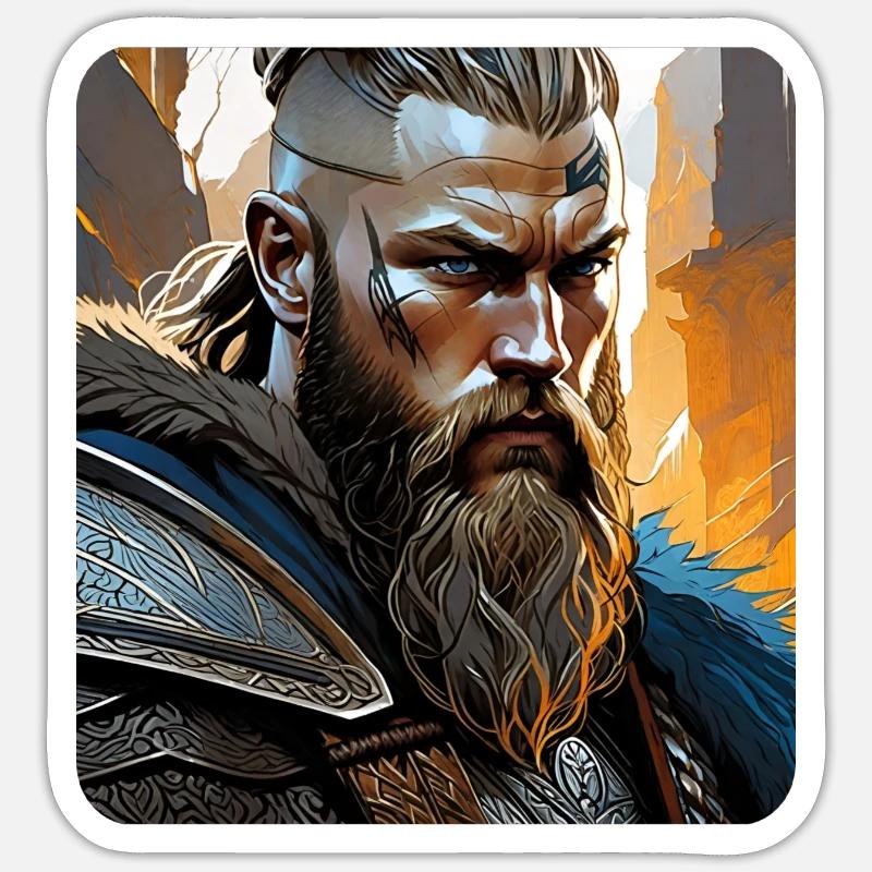 Stolzer Wikinger Krieger Germane - Sticker Größe S (10 x 10 cm) - Mattweiß