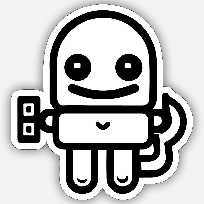 Petit robot - Sticker taille S (10 x 10 cm) - blanc mat