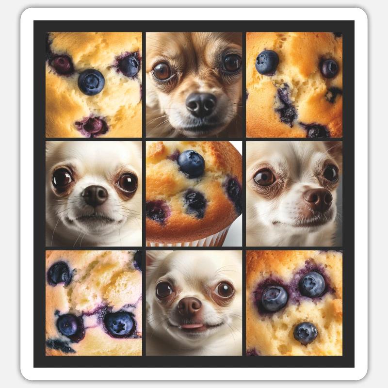 Chihuahua oder Muffin Sticker Größe S (10 x 10 cm)