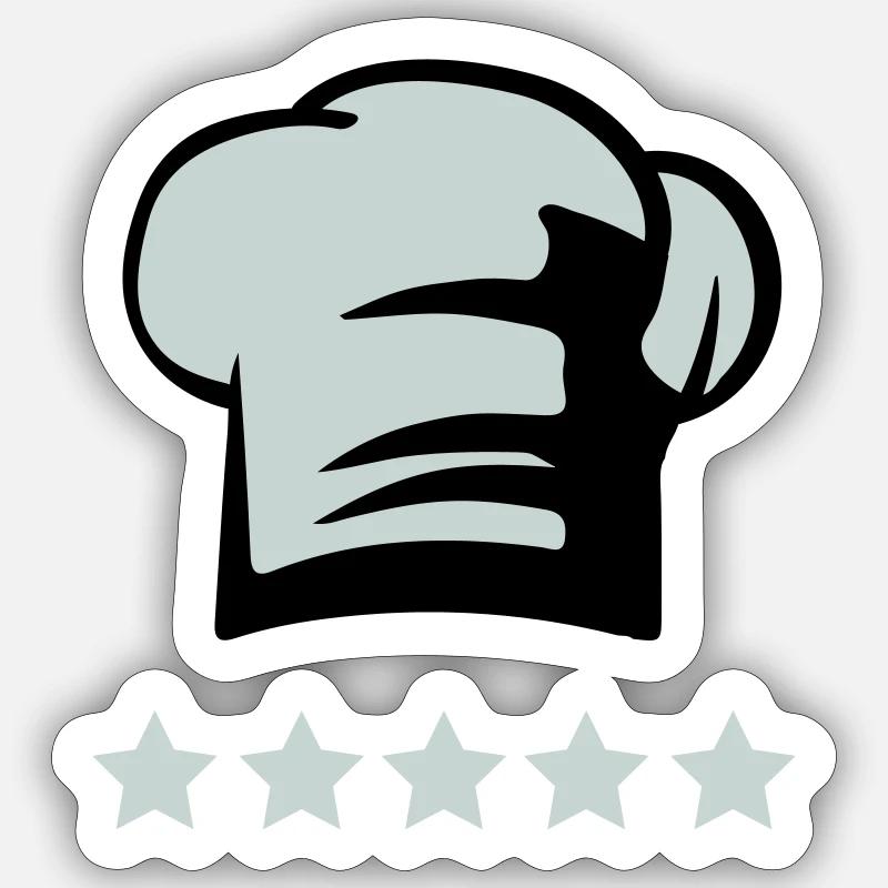 Chapeau de chef chef 5 étoiles Sticker taille S (10 x 10 cm)