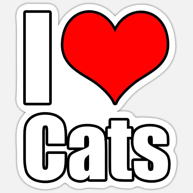 I love cats Spruch - Sticker Größe S (10 x 10 cm) - Mattweiß