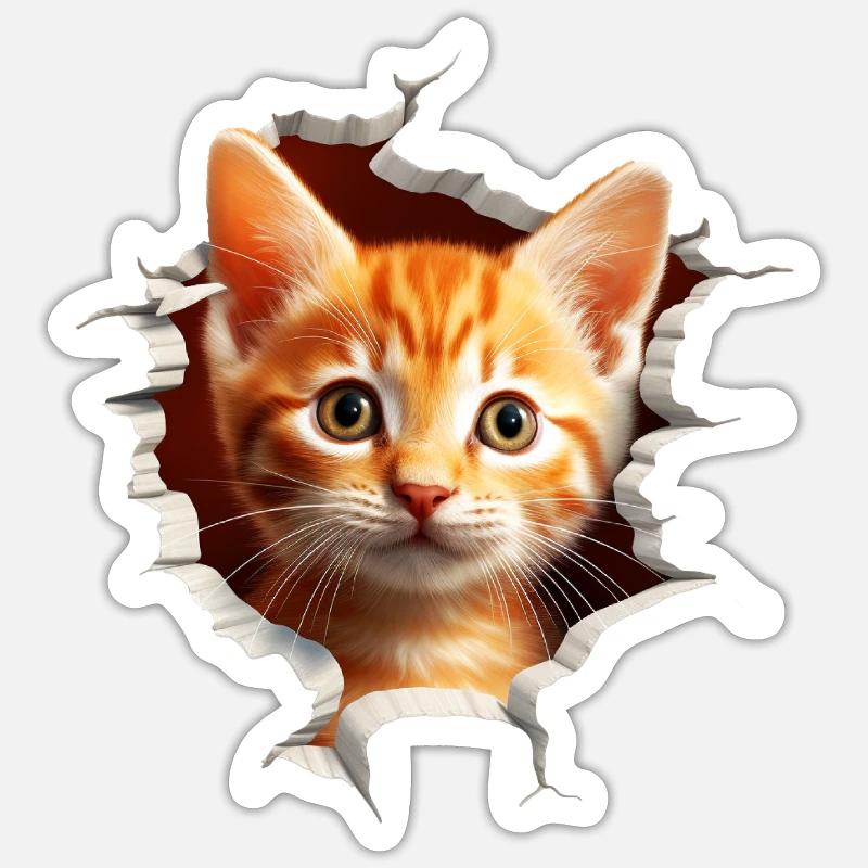 Chat mignon - Sticker taille S (10 x 10 cm) - blanc mat