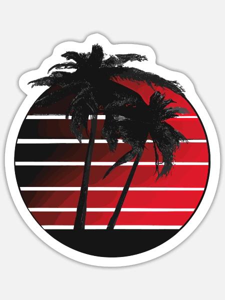 Palmen retro beatch - Sticker Größe S (10 x 10 cm) - Mattweiß