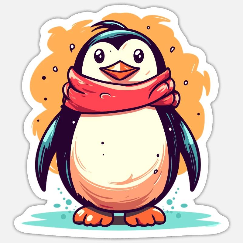 Pingouin - Sticker taille S (10 x 10 cm) - blanc mat