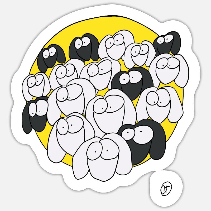 Les moutons vous observent - Sticker taille S (10 x 10 cm) - blanc mat