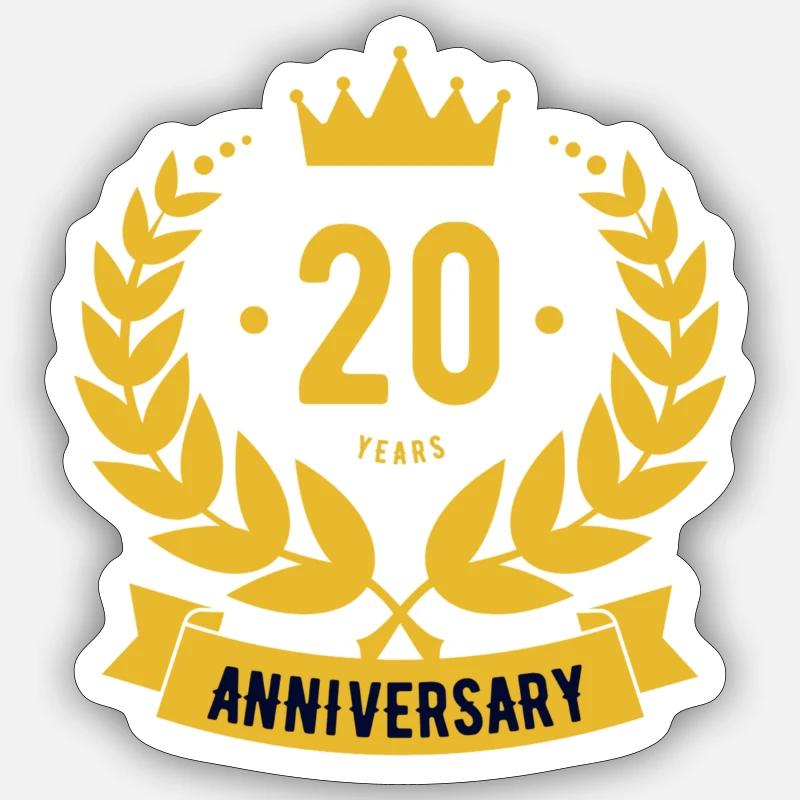 Classy 20th Anniversary - Sticker Größe S (10 x 10 cm) - Mattweiß