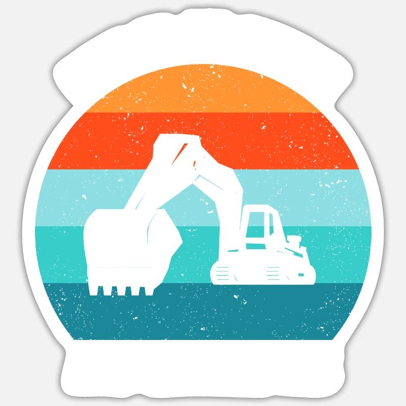 Bagger Baggerfahrer Baggerwagen - Sticker Größe S (10 x 10 cm) - Mattweiß