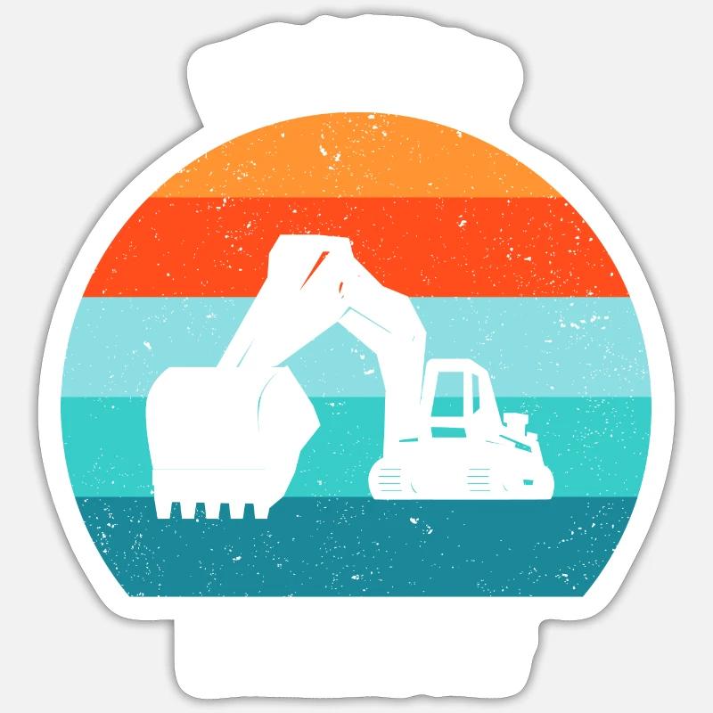 Bagger Baggerfahrer Baggerwagen - Sticker Größe S (10 x 10 cm) - Mattweiß
