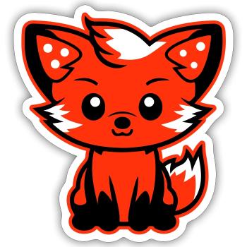 Bande dessinée Fox - Sticker taille S (10 x 10 cm) - blanc mat - Devant