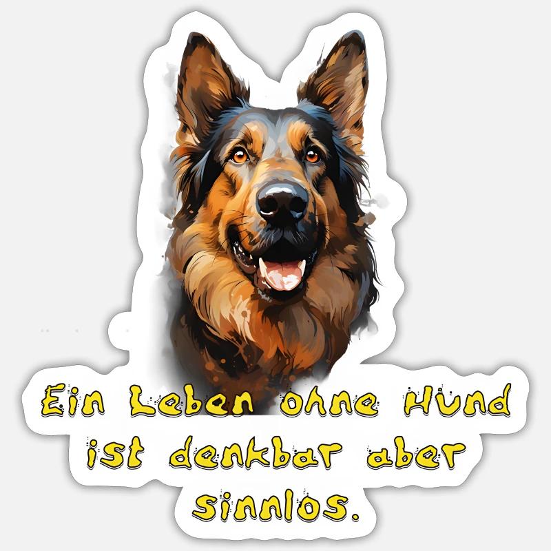 Deutscher Schäferhund - Sticker Größe S (10 x 10 cm) - Mattweiß