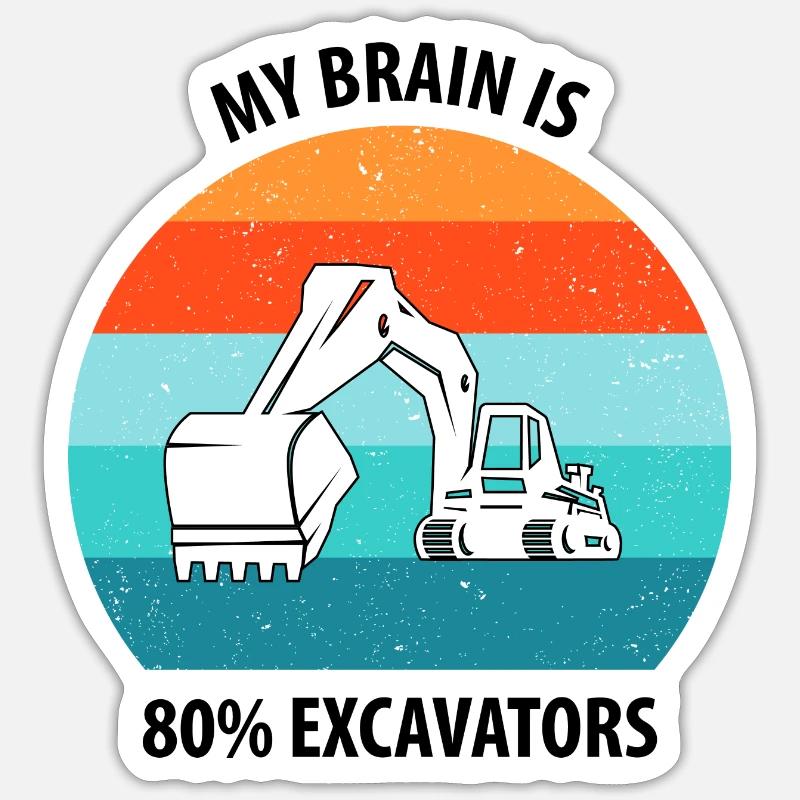 Bagger Baggerfahrer Baggerwagen - Sticker Größe S (10 x 10 cm) - Mattweiß
