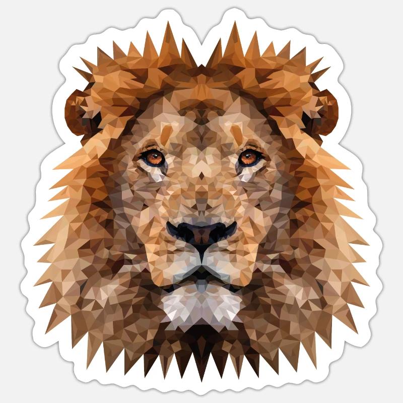 Polygon Lion - Sticker size S (10 x 10 cm) - white matte