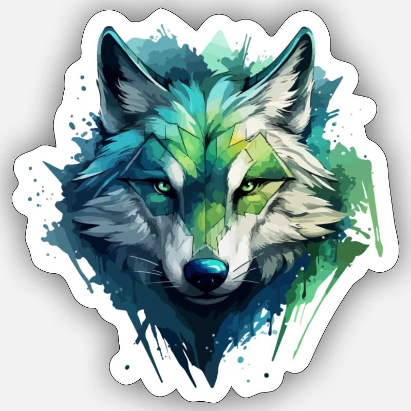 Blauer Wolf Graffiti Sticker Größe S (10 x 10 cm)