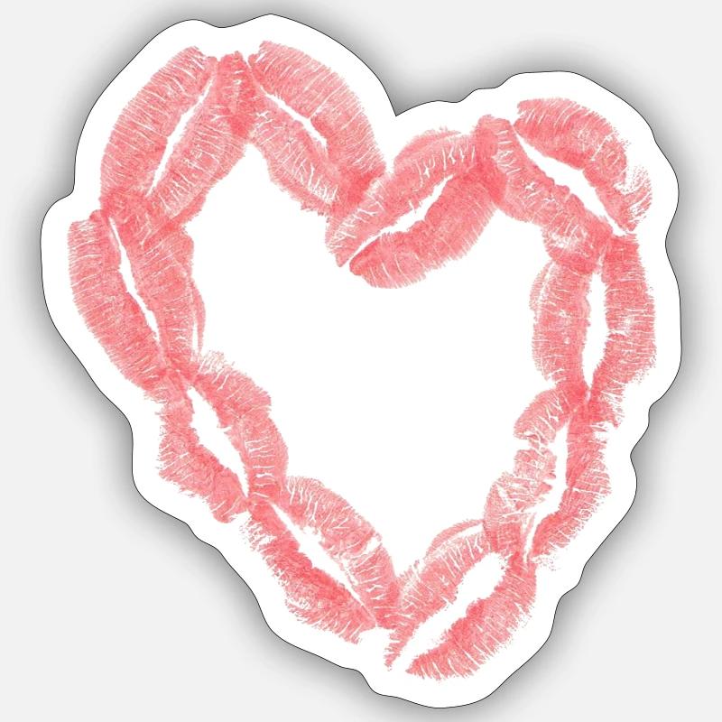 Kussherz - Sticker Größe S (10 x 10 cm) - Mattweiß