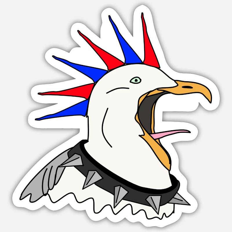 punker möwe - Sticker Größe S (10 x 10 cm) - Mattweiß