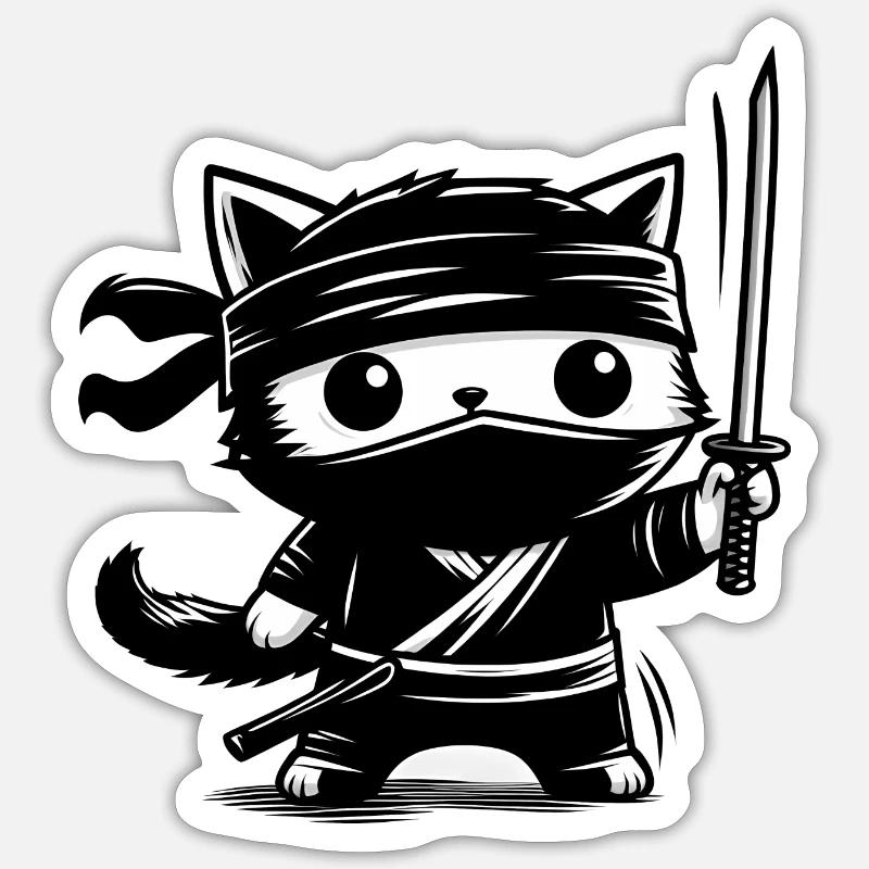 Ninja Cat - Sticker size S (10 x 10 cm) - white matte
