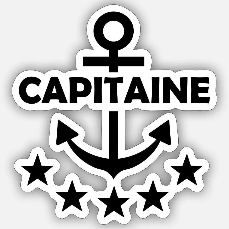 Capitaine ancre - Sticker taille S (10 x 10 cm) - blanc mat