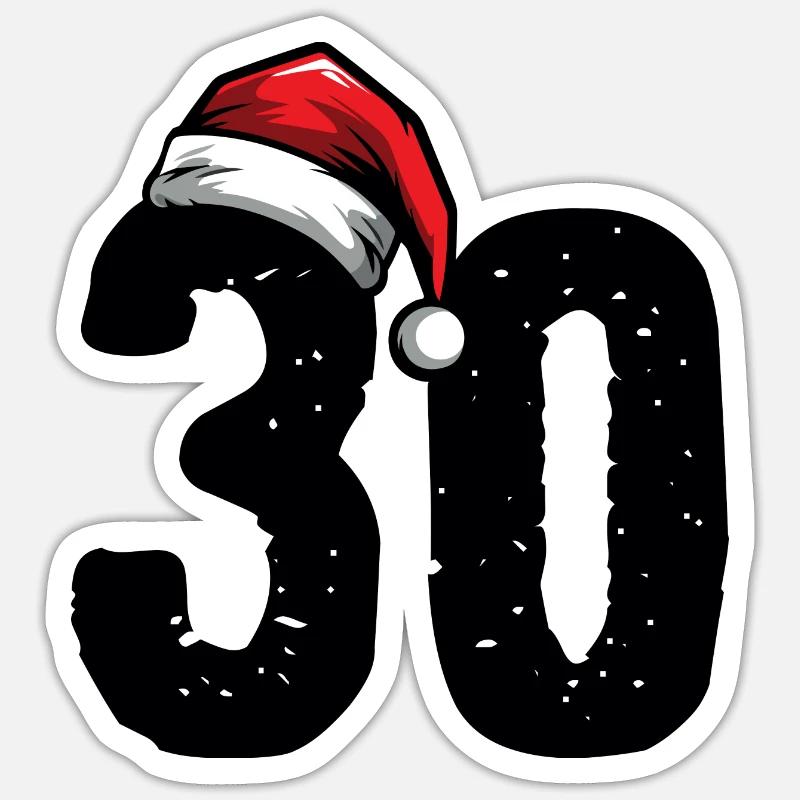 30 Numéro Noël - Sticker taille S (10 x 10 cm) - blanc mat