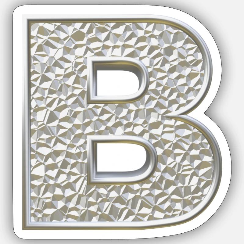 B, letter, letter B, initial, initial B, monogram, - Sticker size S (10 x 10 cm) - white matte