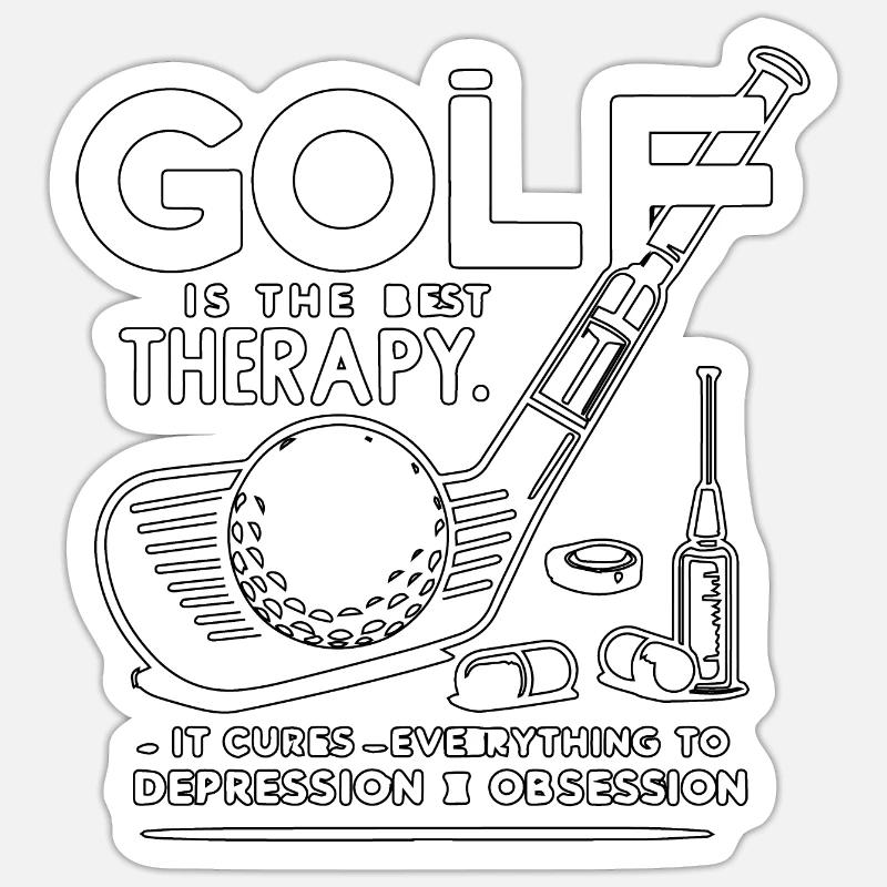 Golf Therapy Comic - Sticker Größe S (10 x 10 cm) - Mattweiß