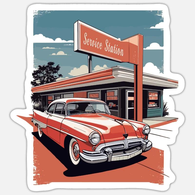 Voitures de collection 1950 - Sticker taille S (10 x 10 cm) - blanc mat