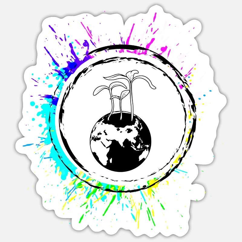 Planète Terre - Sticker taille S (10 x 10 cm) - blanc mat