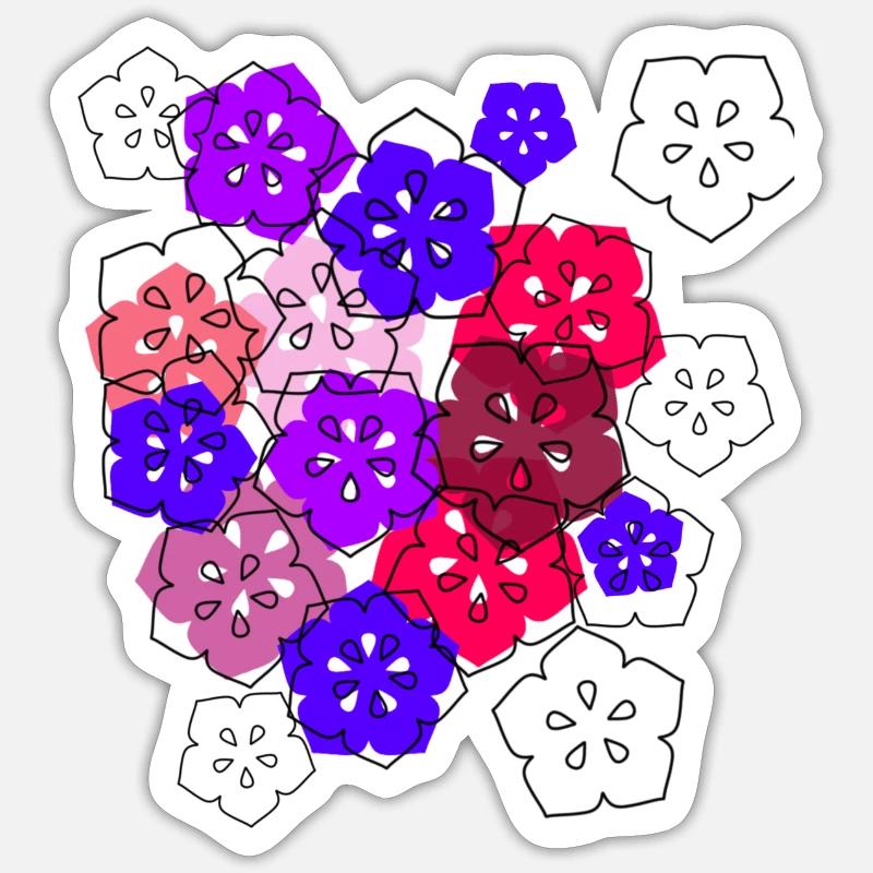 Fleurs,Fleur,Rose,Fleurs, Abstrait, Violet - Sticker taille S (10 x 10 cm) - blanc mat