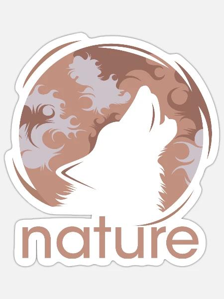 natur wolf mond Symbol Icon Illustration Wald Logo - Sticker Größe S (10 x 10 cm) - Mattweiß