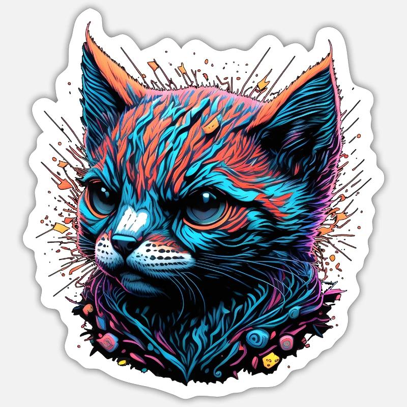 Œil de chat lugubre - Sticker taille S (10 x 10 cm) - blanc mat