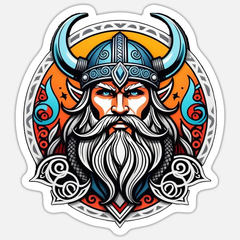 Wikinger Odin Thor Walhalla - Sticker Größe S (10 x 10 cm) - Mattweiß