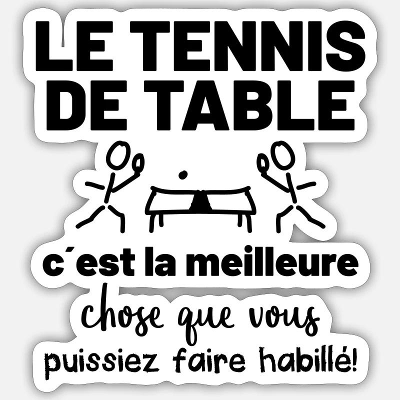 Le tennis de table - Sticker taille S (10 x 10 cm) - blanc mat