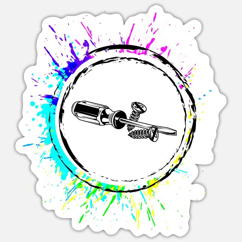 Screwdriver Symbol Tool - Sticker size S (10 x 10 cm) - white matte