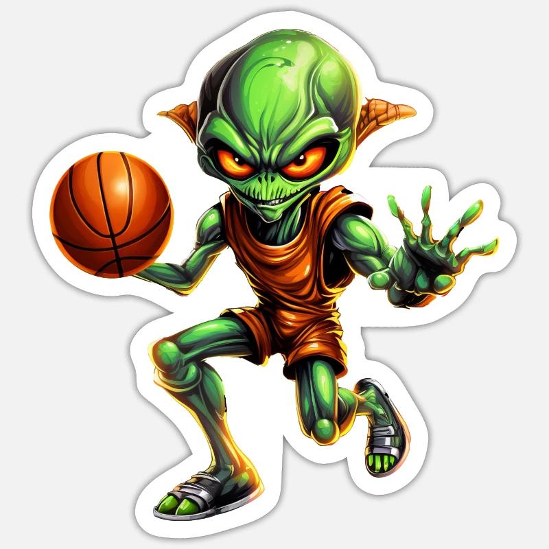 Extraterrestre de basket-ball Sticker taille S (10 x 10 cm)