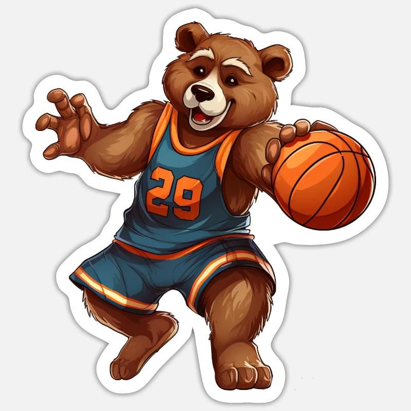 Basketball Bear - Sticker size S (10 x 10 cm) - white matte
