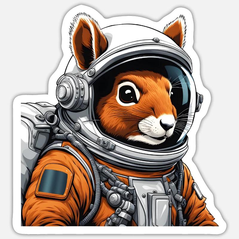 Eichhörnchen-Astronaut - Sticker Größe S (10 x 10 cm) - Mattweiß