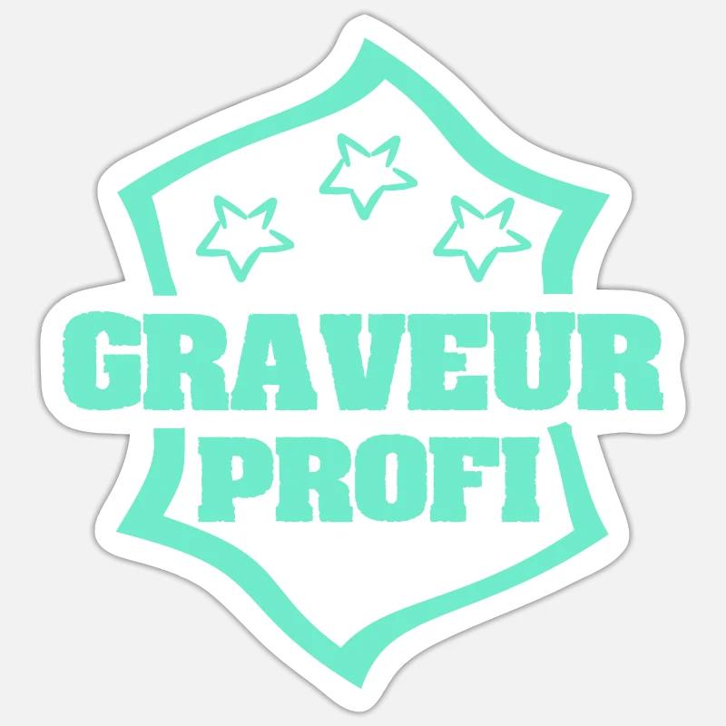 Profession Graveur - Sticker taille S (10 x 10 cm) - blanc mat