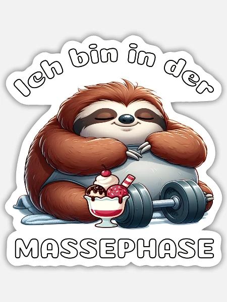 Massephase Faultier Wohlfühlen - Sticker Größe S (10 x 10 cm) - Mattweiß