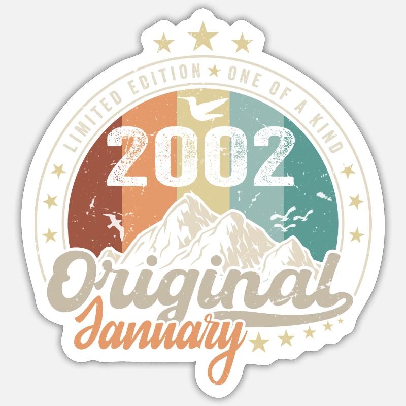 Vintage Retro Januar 2002 Geburtstagsgeschenk - Sticker Größe S (10 x 10 cm) - Mattweiß
