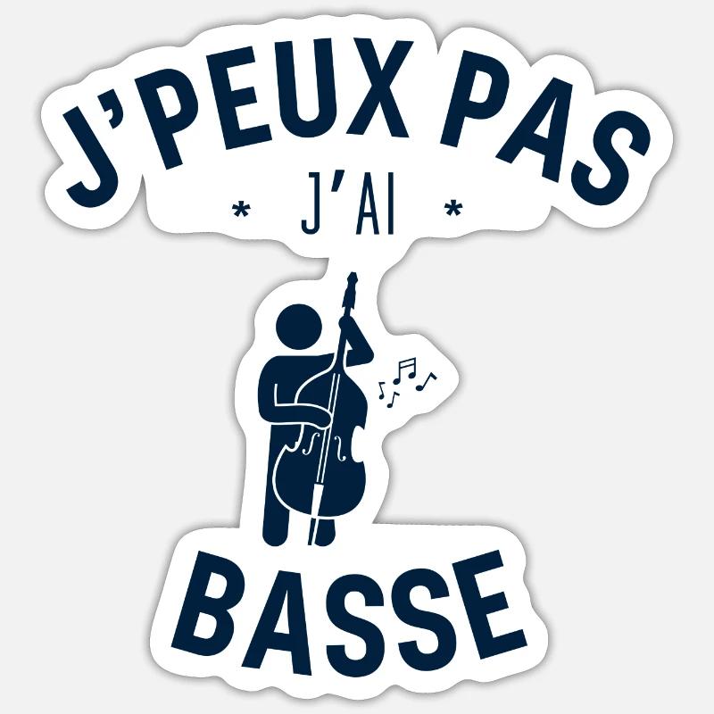 J peux pas j ai Basse - Sticker taille S (10 x 10 cm) - blanc mat