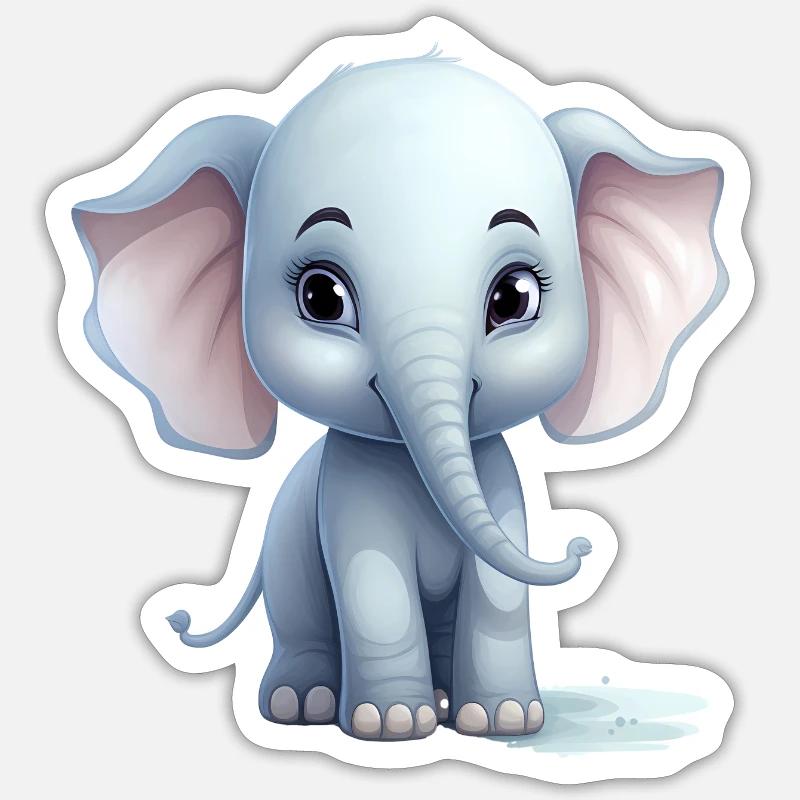 Bébé éléphant mignon Sticker taille S (10 x 10 cm)