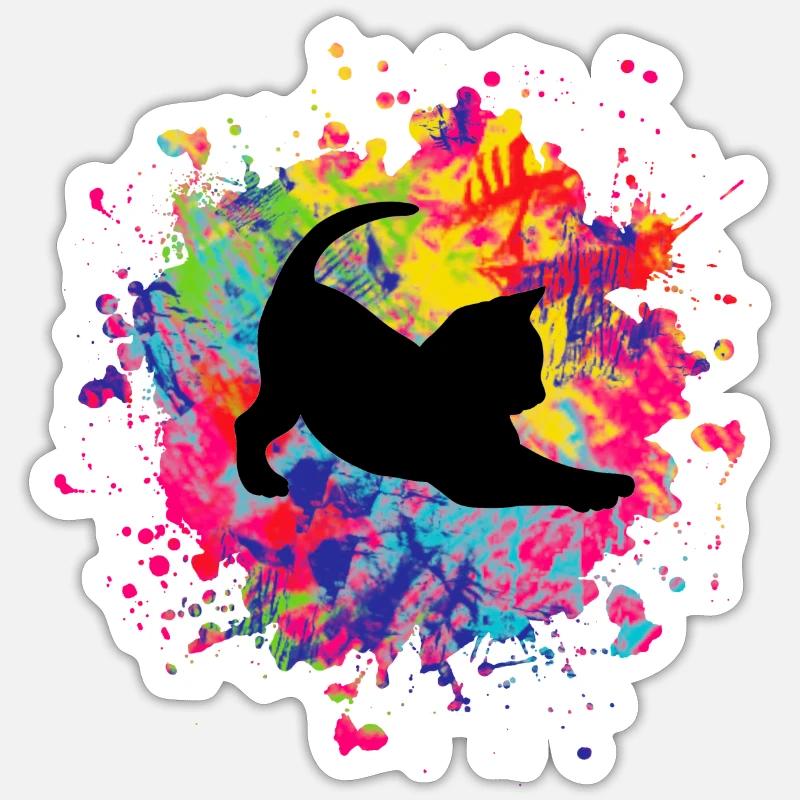 chat mignon - Sticker taille S (10 x 10 cm) - blanc mat