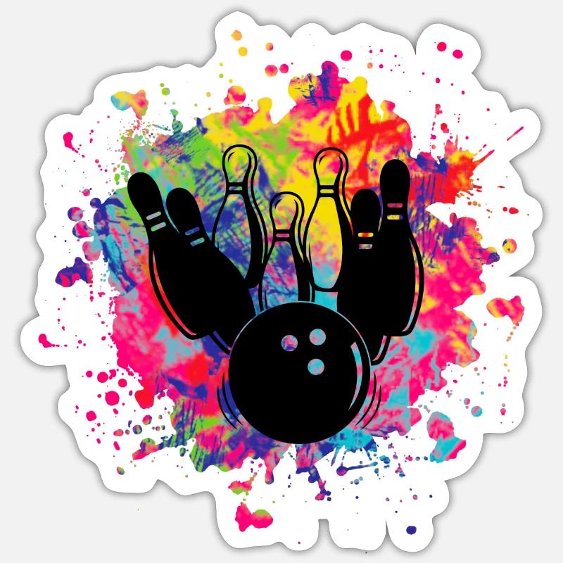 bowling - Sticker taille S (10 x 10 cm) - blanc mat