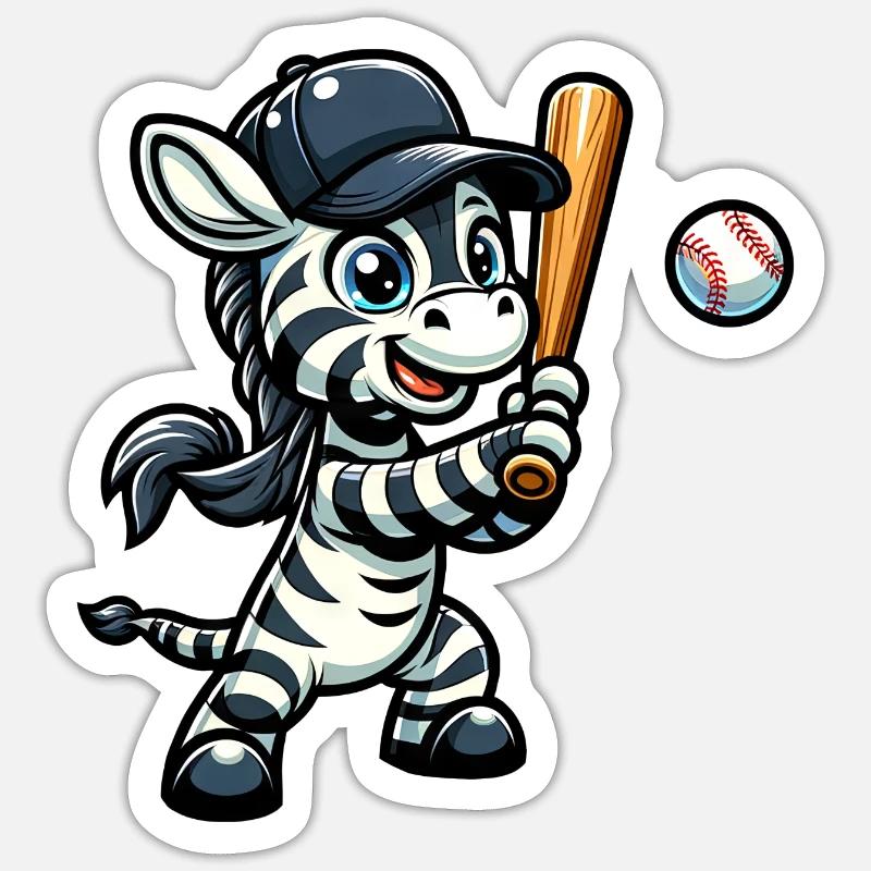 Zebra Baseball Player - Stripes, Speed Sticker size S (10 x 10 cm)