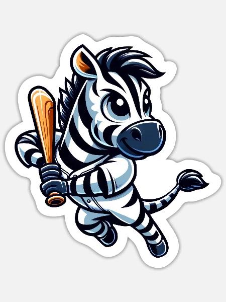 Zebra Baseballspieler Sportdesign - Sticker Größe S (10 x 10 cm) - Mattweiß