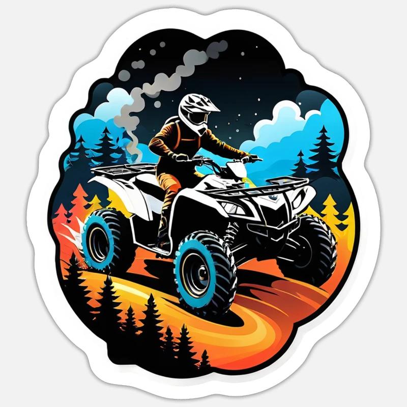 quad et tout terrain - Sticker taille S (10 x 10 cm) - blanc mat