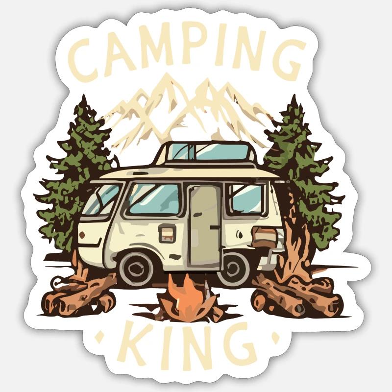 Camping King - Sticker size S (10 x 10 cm) - white matte
