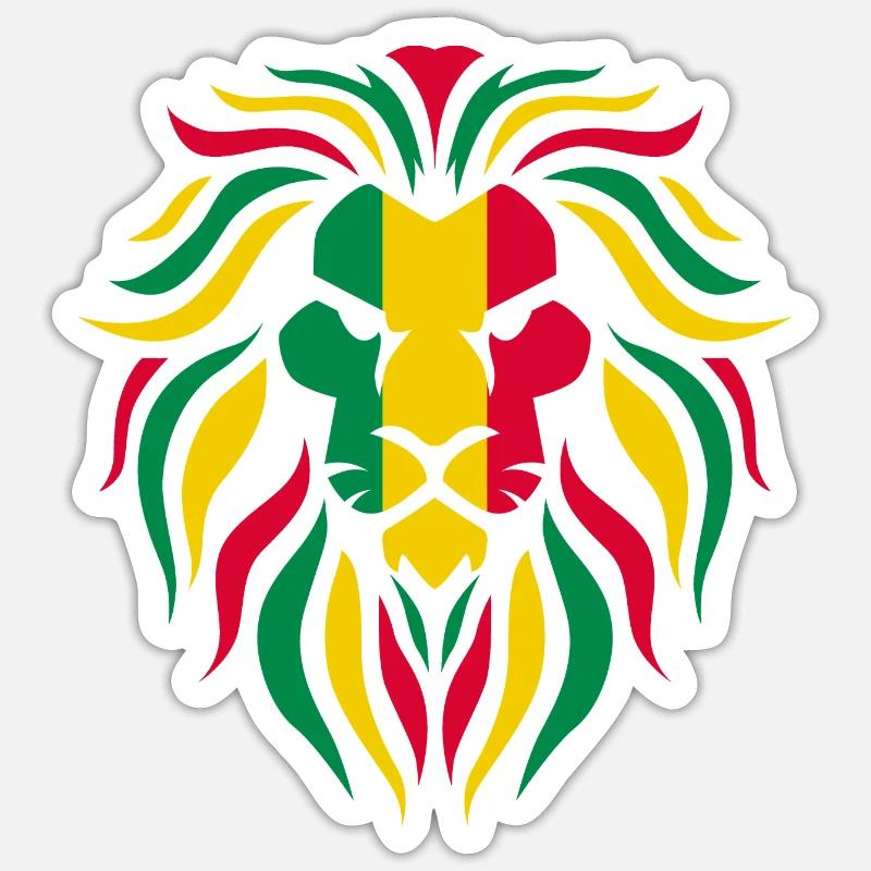 Reggae Rasta Löwe - Sticker Größe S (10 x 10 cm) - Mattweiß