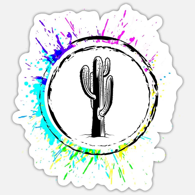 Kaktus Element Bunt - Sticker Größe S (10 x 10 cm) - Mattweiß