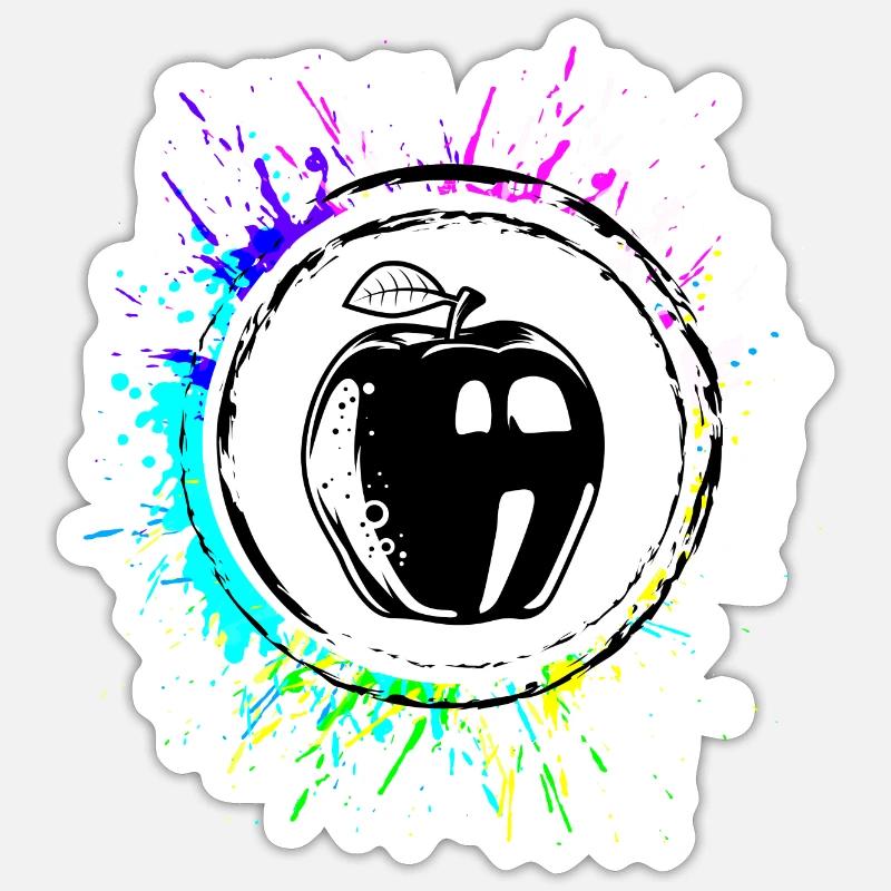 Apfel Bunt vitamine - Sticker Größe S (10 x 10 cm) - Mattweiß